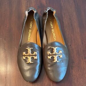 Tory Burch Dark Green  Leather Flats